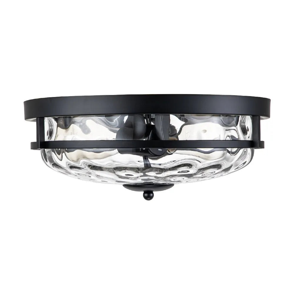 Modern Farmhouse Hammered Glass Flush Mount Ceiling Light