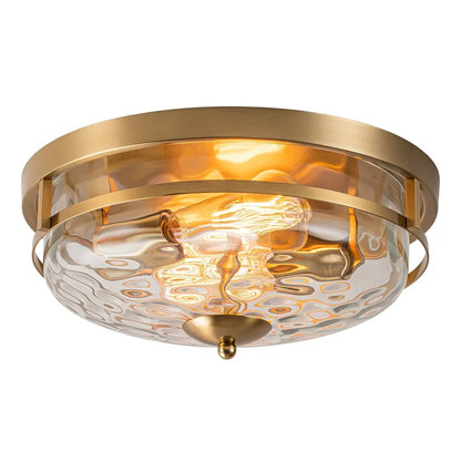 Modern Farmhouse Hammered Glass Flush Mount Ceiling Light