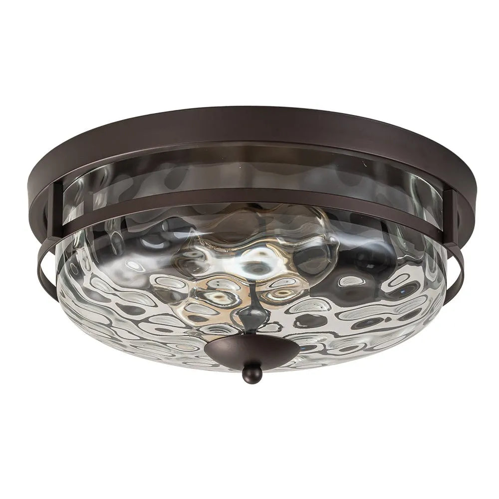 Modern Farmhouse Hammered Glass Flush Mount Ceiling Light