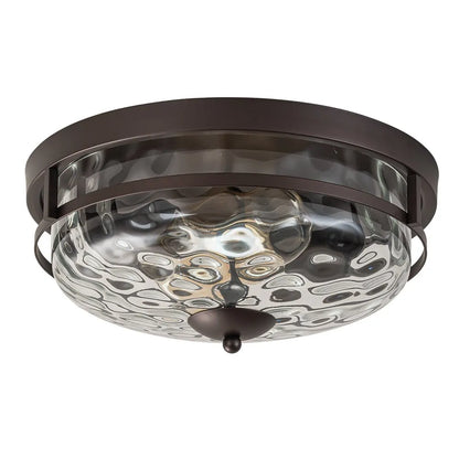 Modern Farmhouse Hammered Glass Flush Mount Ceiling Light