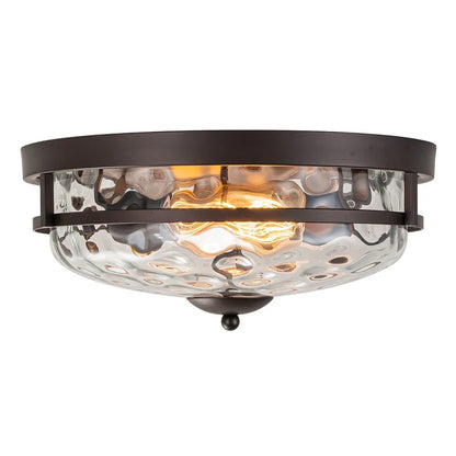 Modern Farmhouse Hammered Glass Flush Mount Ceiling Light