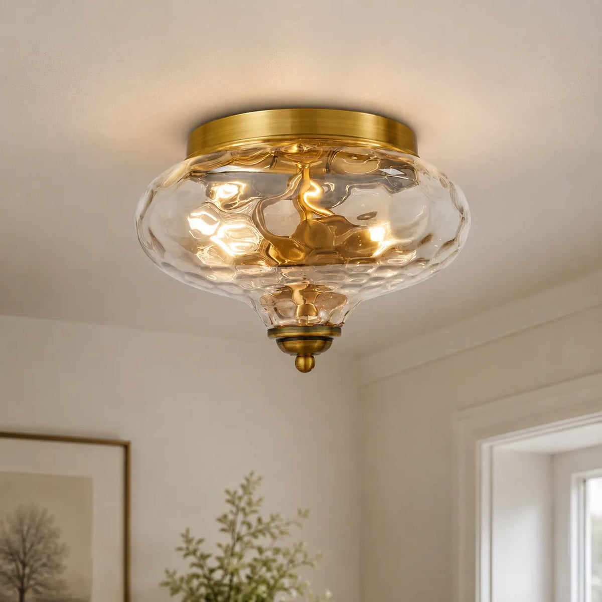 Dario Farmhouse 2-Light Water Glass Flush Mount Ceiling Light