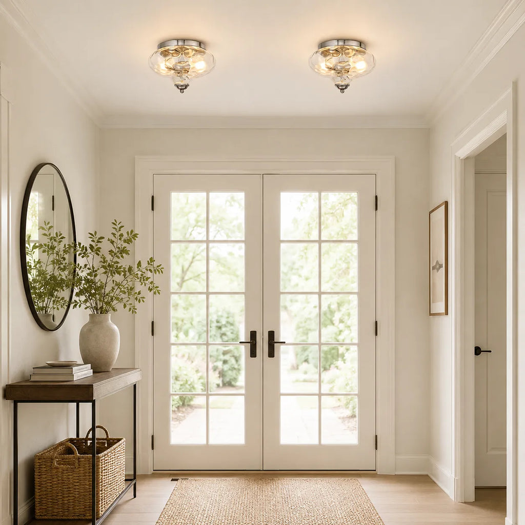 Dario Farmhouse 2-Light Water Glass Flush Mount Ceiling Light