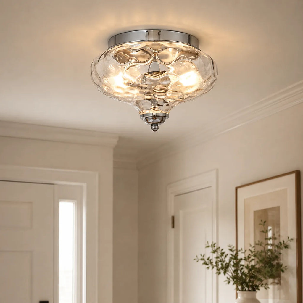 Dario Farmhouse 2-Light Water Glass Flush Mount Ceiling Light