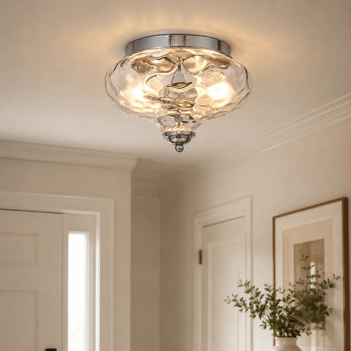 Dario Farmhouse 2-Light Water Glass Flush Mount Ceiling Light