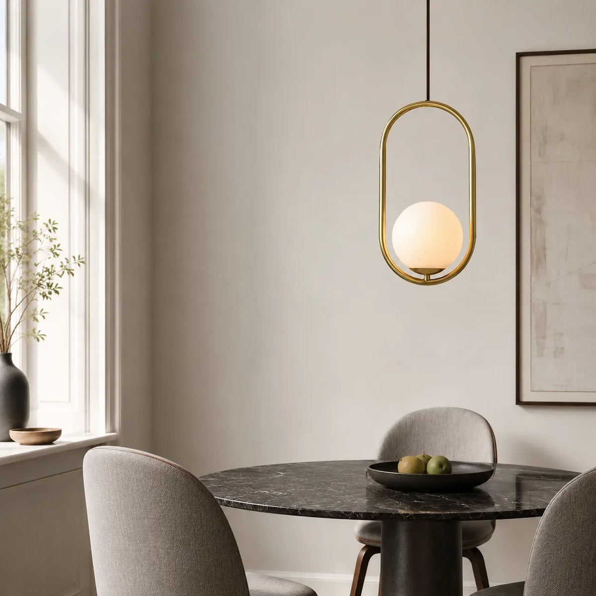 Mabel Contemporary Framed Glass Globe Pendant Light