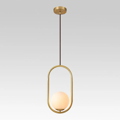 Modern Globe Pendant Light with Sculptural Oval Frame