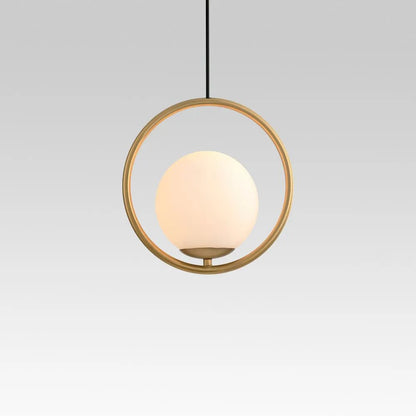 Modern Globe Pendant Light with Sculptural Oval Frame