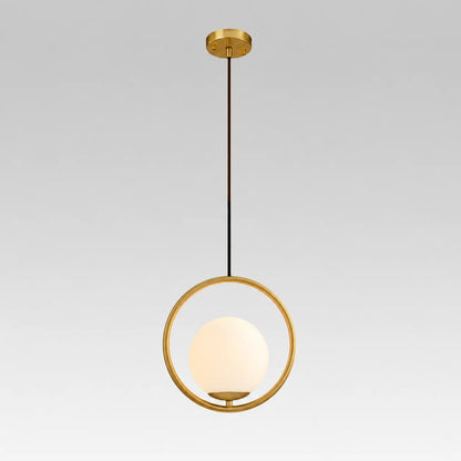 Modern Globe Pendant Light with Sculptural Oval Frame