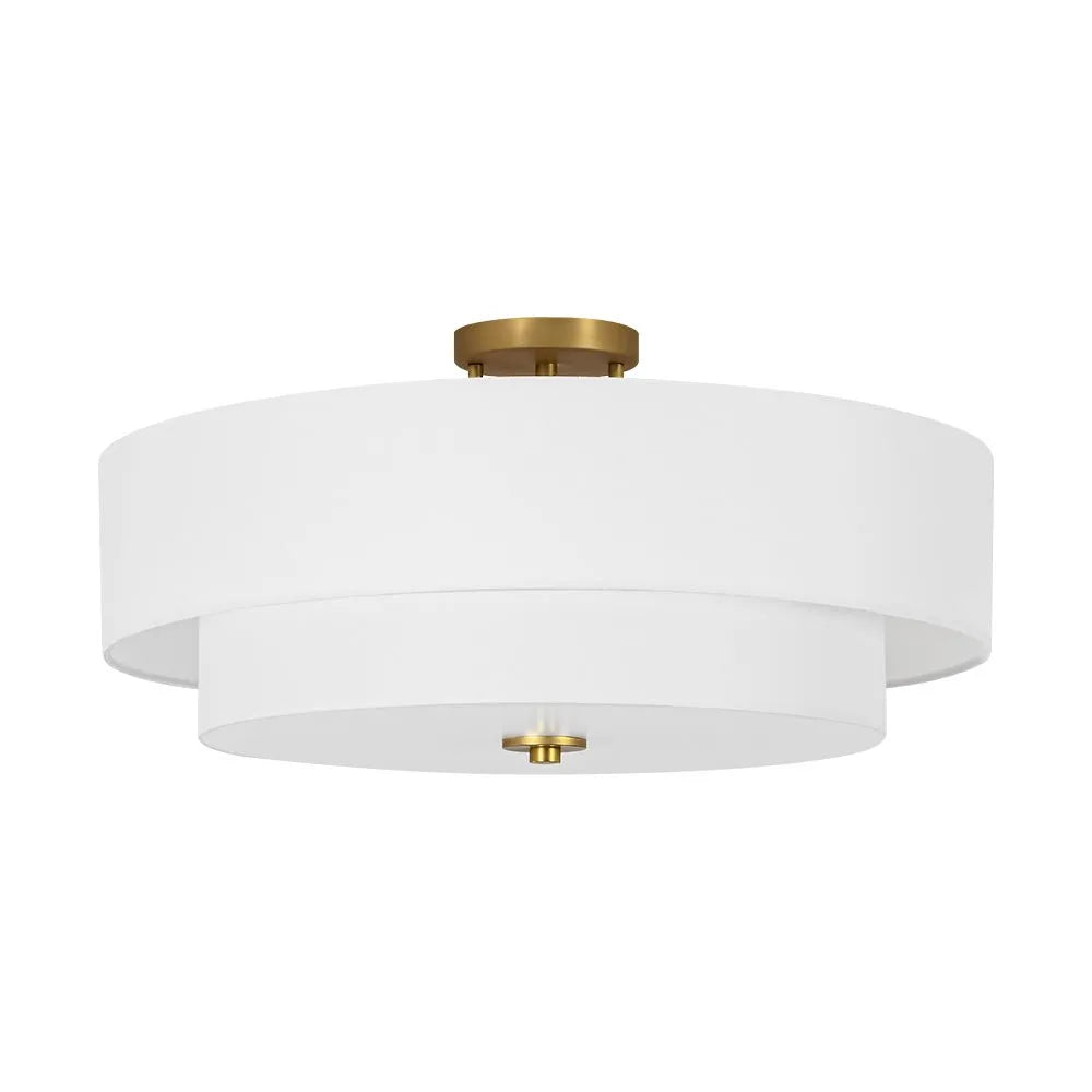 Omero Modern Tiered Linen Semi-Flush Ceiling Light