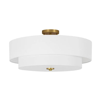 Modern Gold Accent Linen Ceiling Light