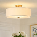 Omero Modern Tiered Linen Semi-Flush Ceiling Light