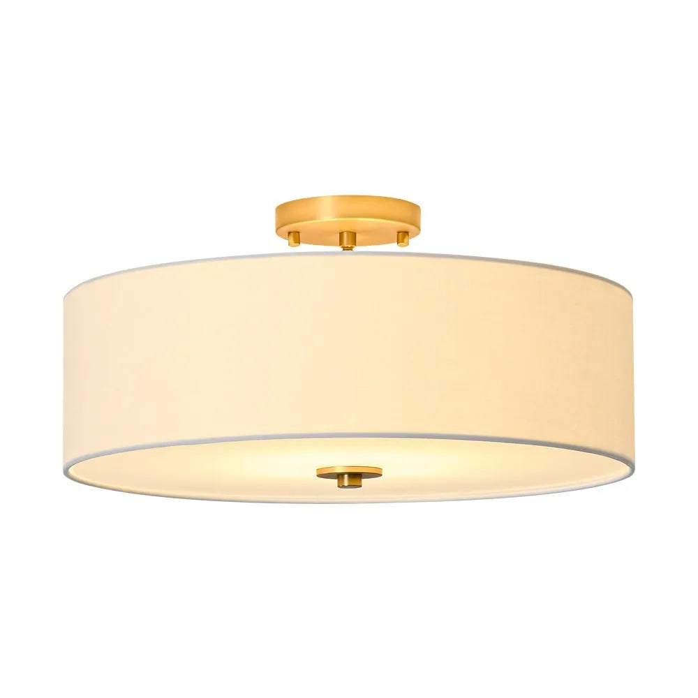 Omero Modern Tiered Linen Semi-Flush Ceiling Light