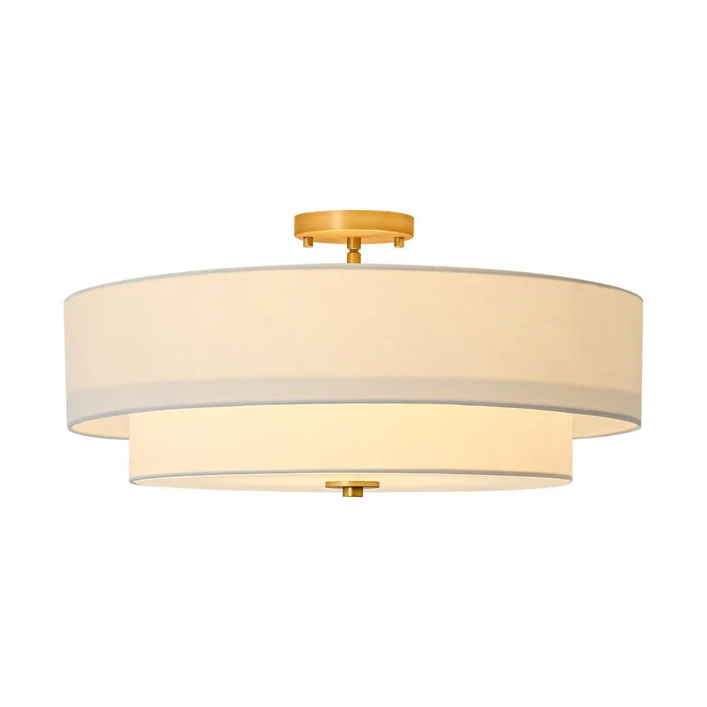 Omero Modern Tiered Linen Semi-Flush Ceiling Light