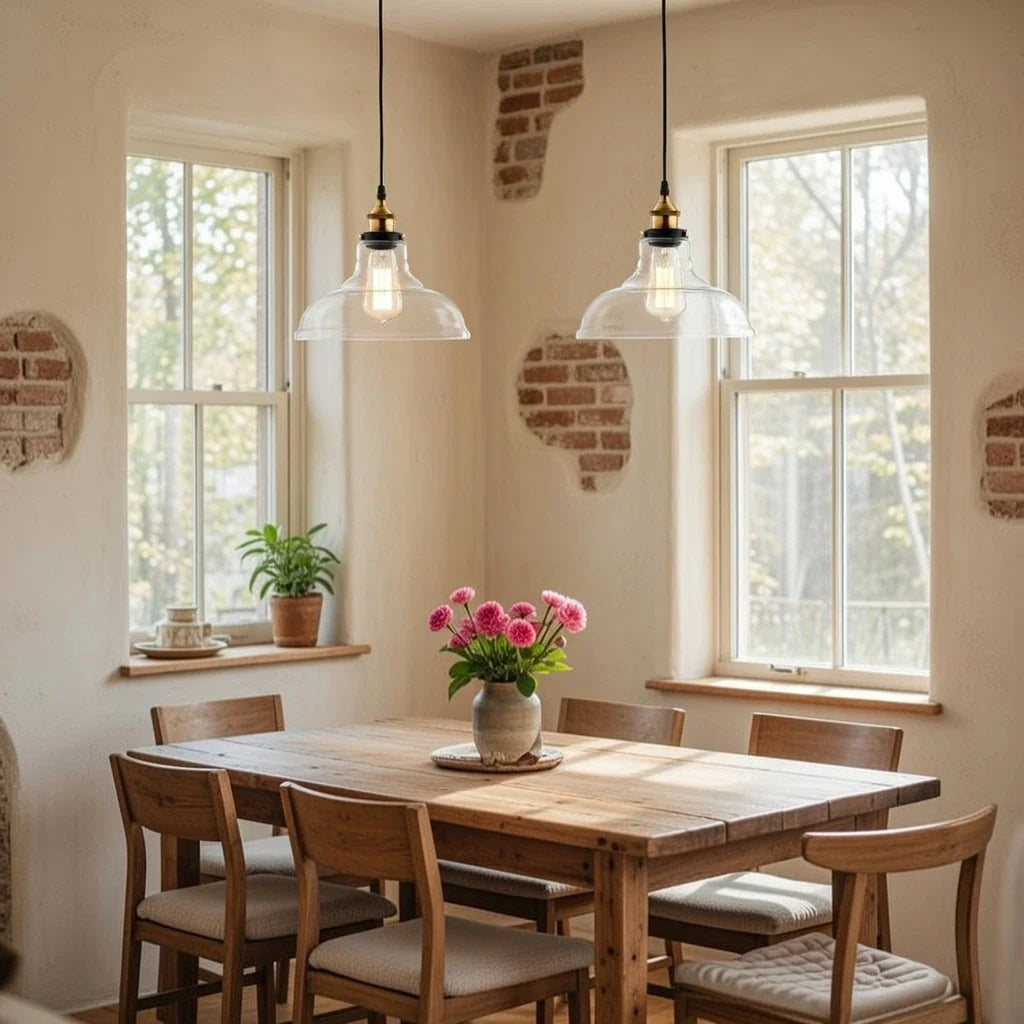 Nerina Industrial Clear Glass Dome Pendant Light