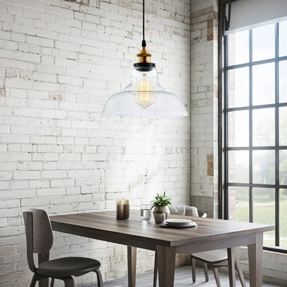 Single Dome Clear Glass Industrial Pendant Light