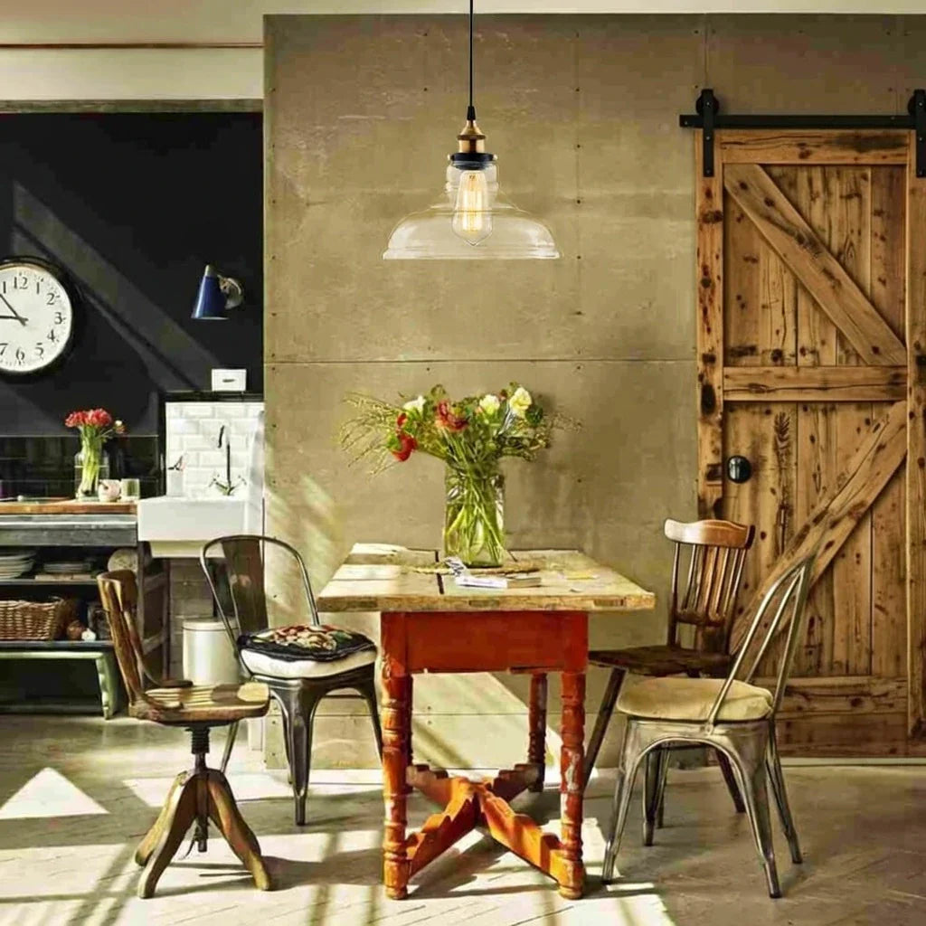 Nerina Industrial Clear Glass Dome Pendant Light