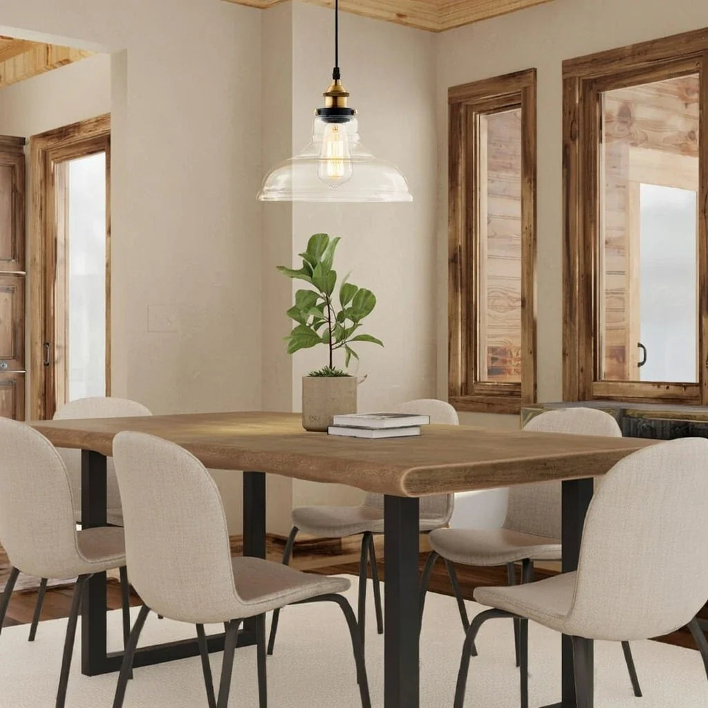Nerina Industrial Clear Glass Dome Pendant Light