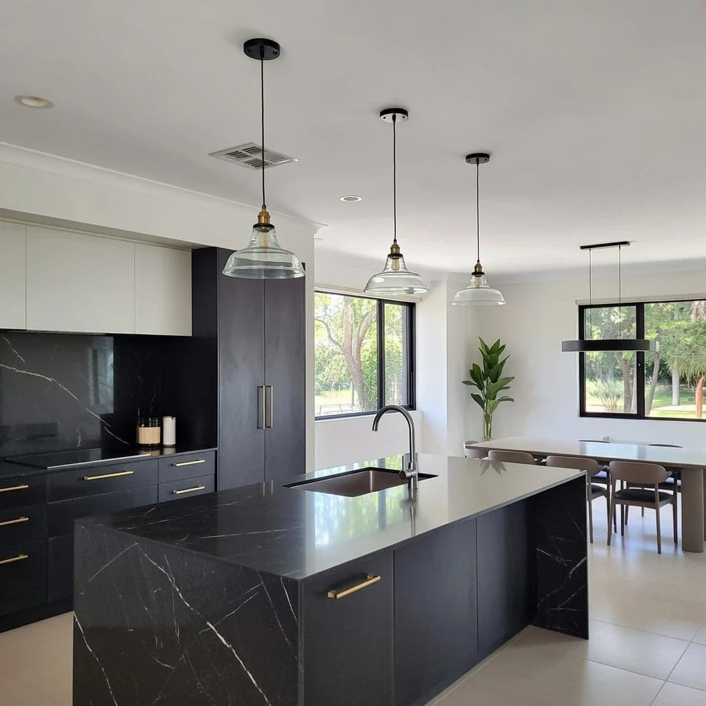 Nerina Industrial Clear Glass Dome Pendant Light