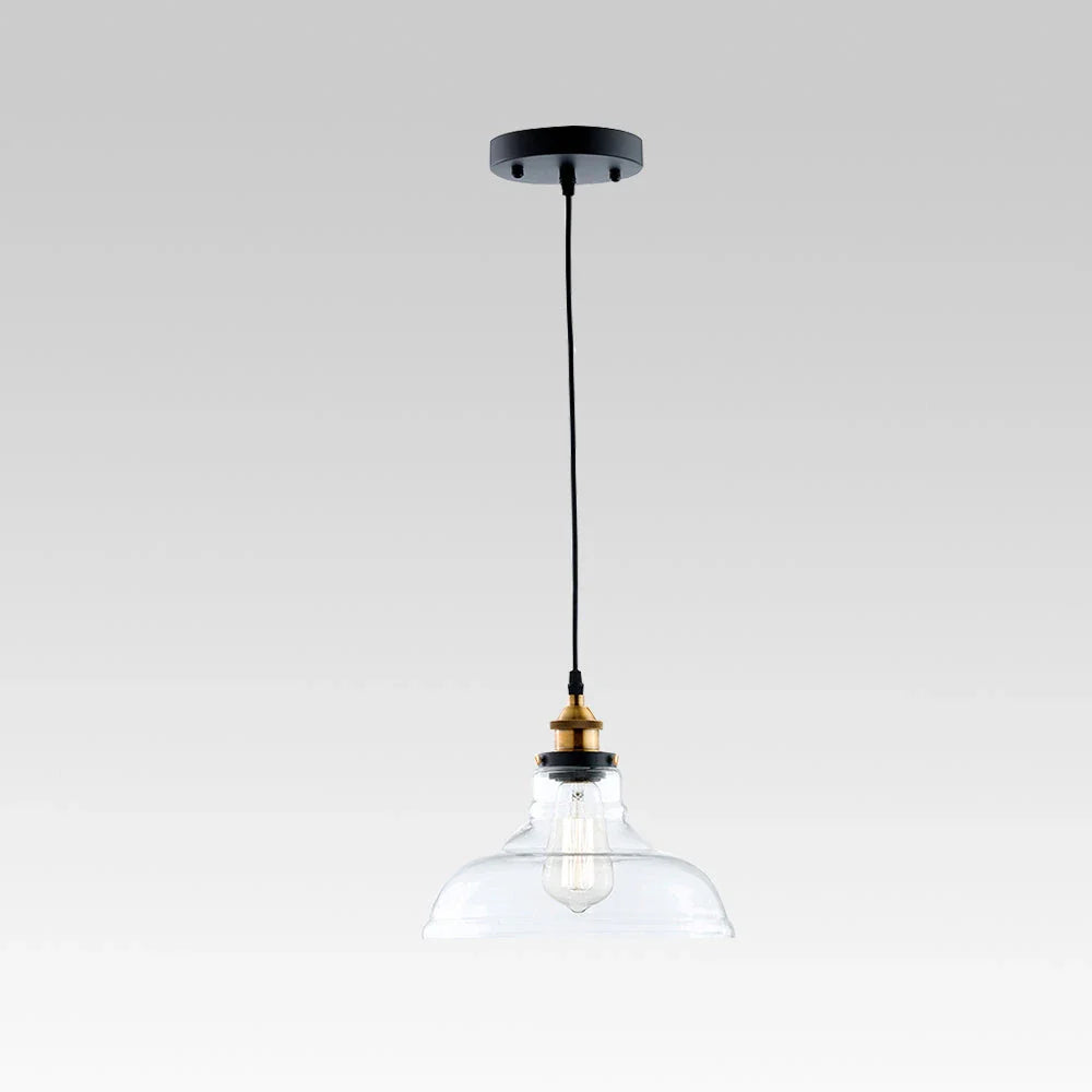 Nerina Industrial Clear Glass Dome Pendant Light