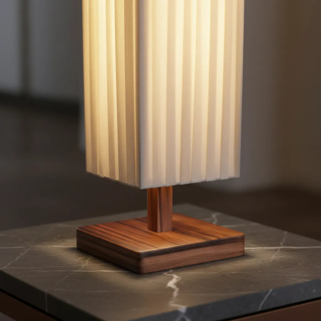 Tullia Japanese Walnut Wood & Fabric Floor Lamp