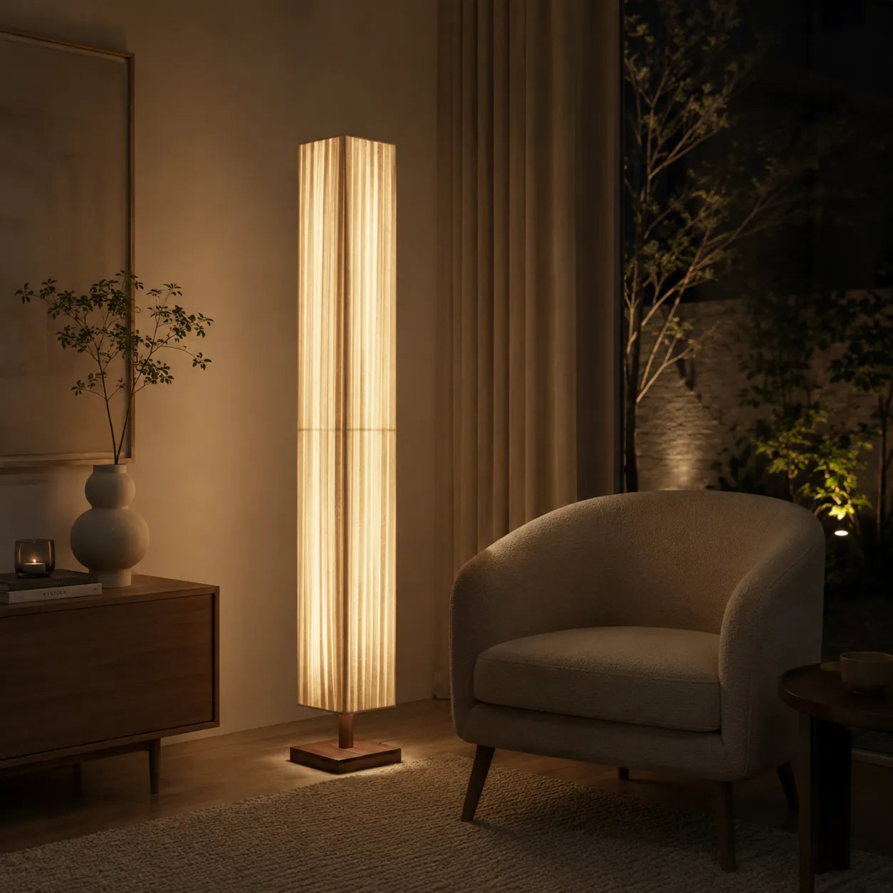 Modern Japanese Floor Lamp with Warm LED Light