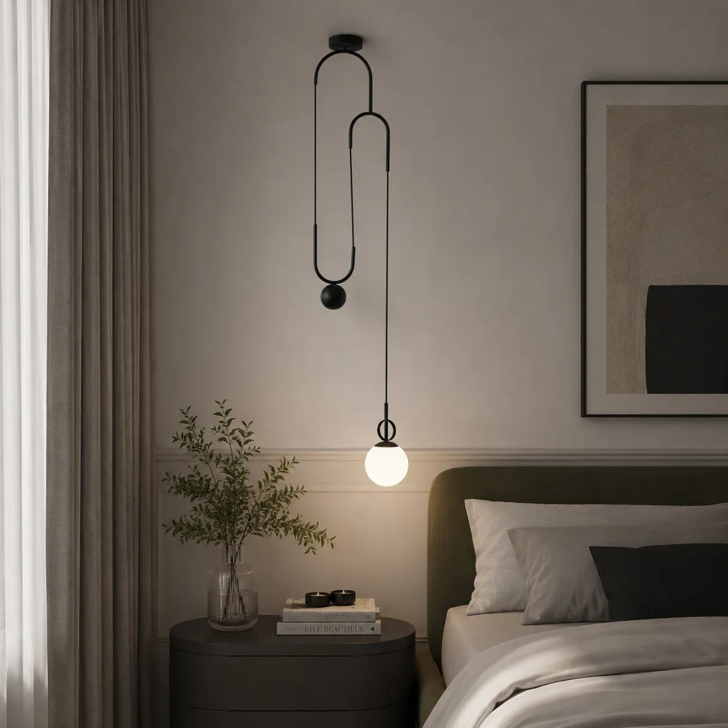 Briar Modern Milky Glass Globe Adjustable Pendant Light