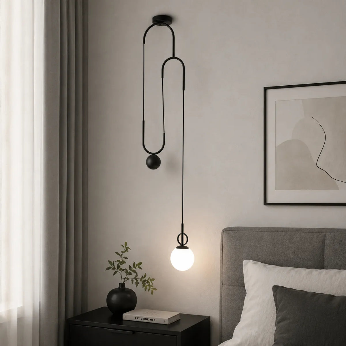 Briar Modern Milky Glass Globe Adjustable Pendant Light