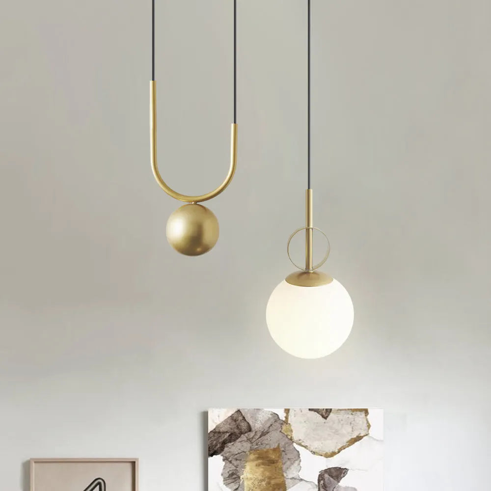 Briar Modern Milky Glass Globe Adjustable Pendant Light