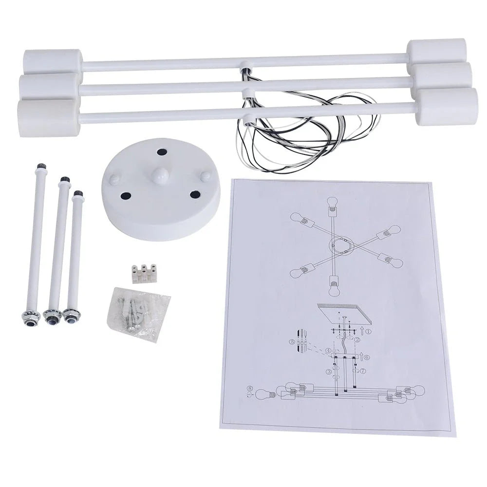 Zuri Mid-Century 6-Light Linear Sputnik Semi-Flush Ceiling Light