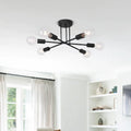 Zuri Mid-Century 6-Light Linear Sputnik Semi-Flush Ceiling Light