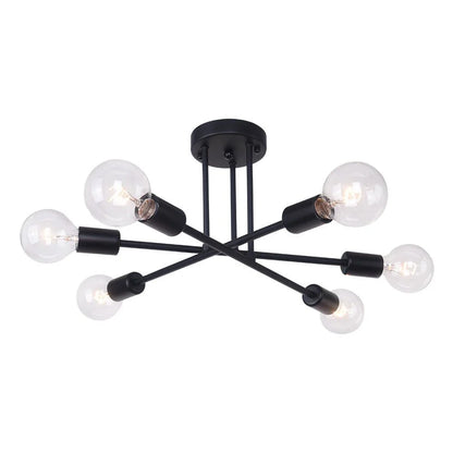 Modern Linear Sputnik Semi Flush Mount with Six Lights