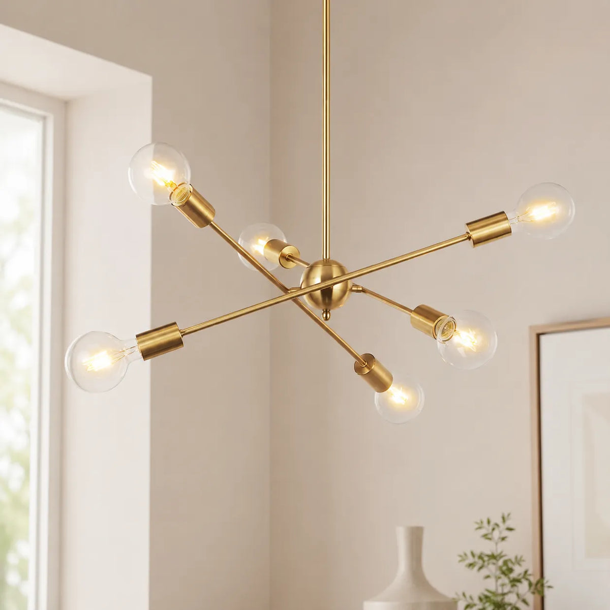 Liora Mid-Century 6-Light Brass Sputnik Chandelier