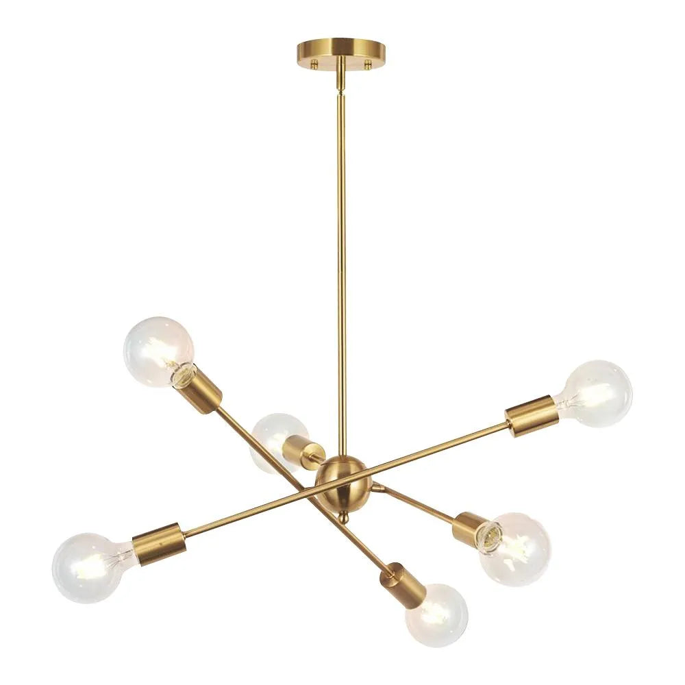 Liora Mid-Century 6-Light Brass Sputnik Chandelier
