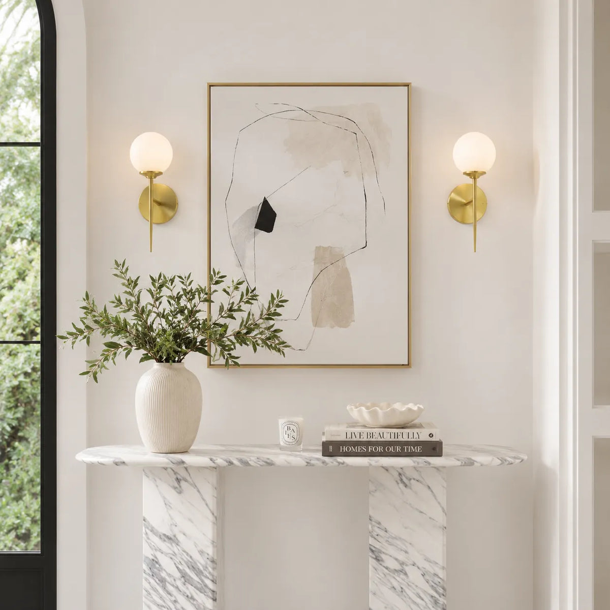 Aurelio Modern Opal Glass Globe Wall Light