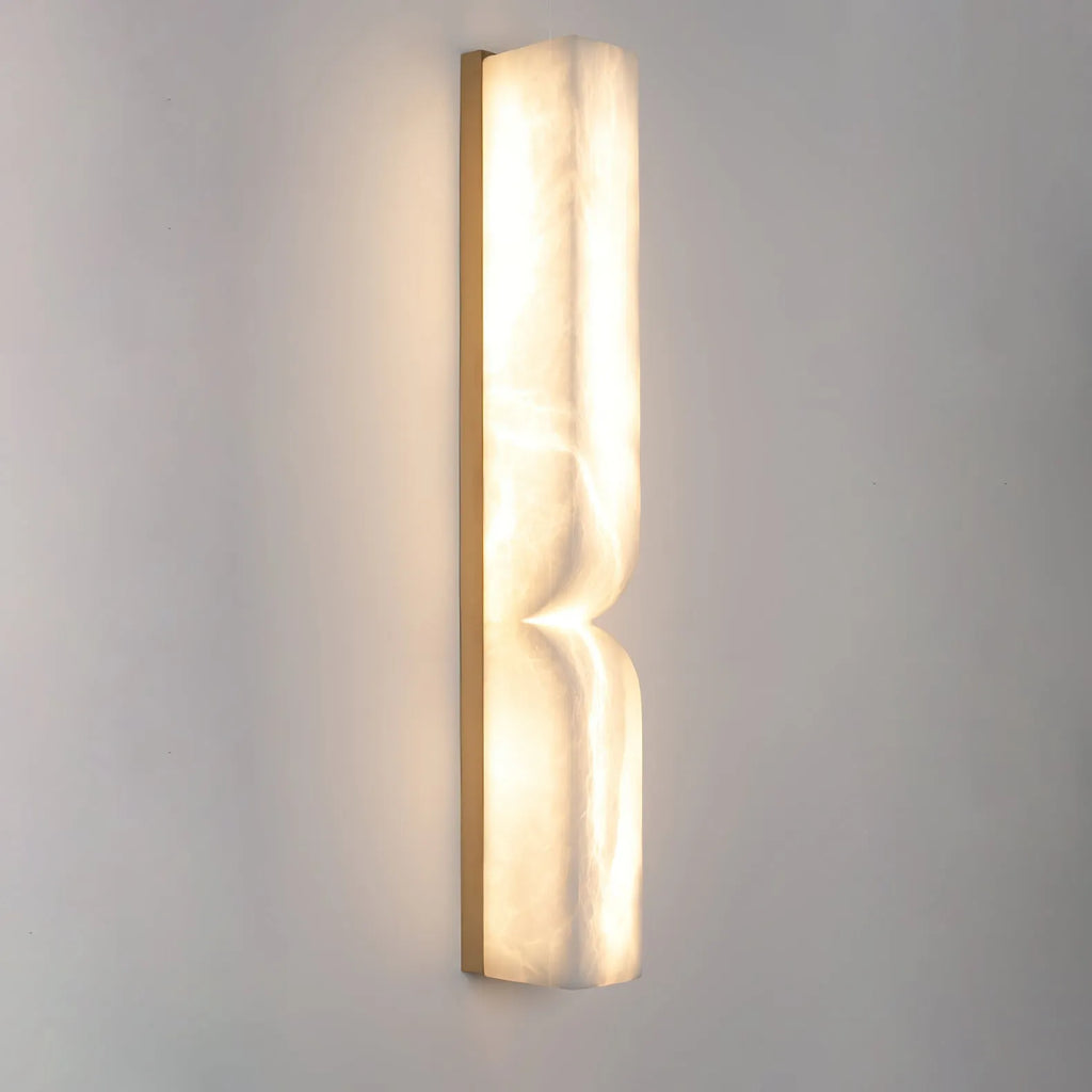 Ariorae Modern Rectangular Alabaster & Copper LED Wall Light