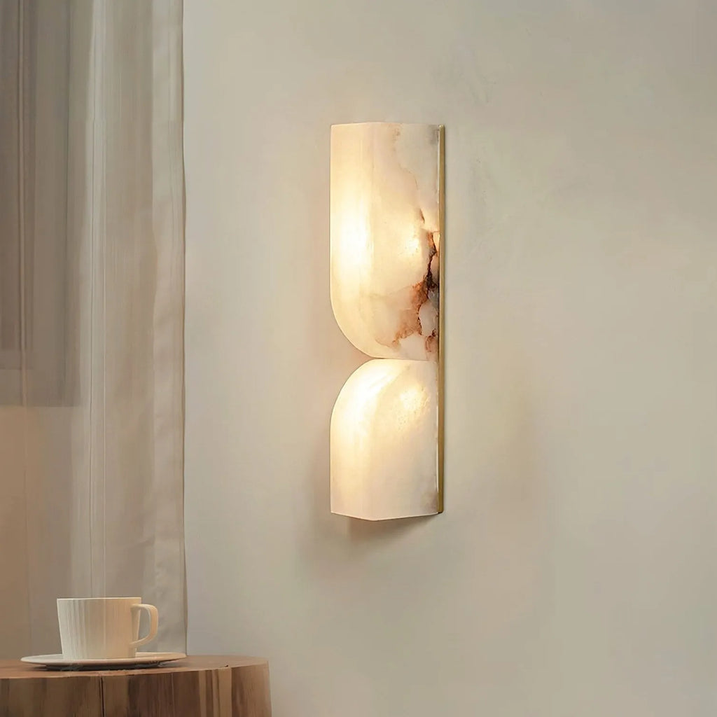 Ariorae Modern Rectangular Alabaster & Copper LED Wall Light