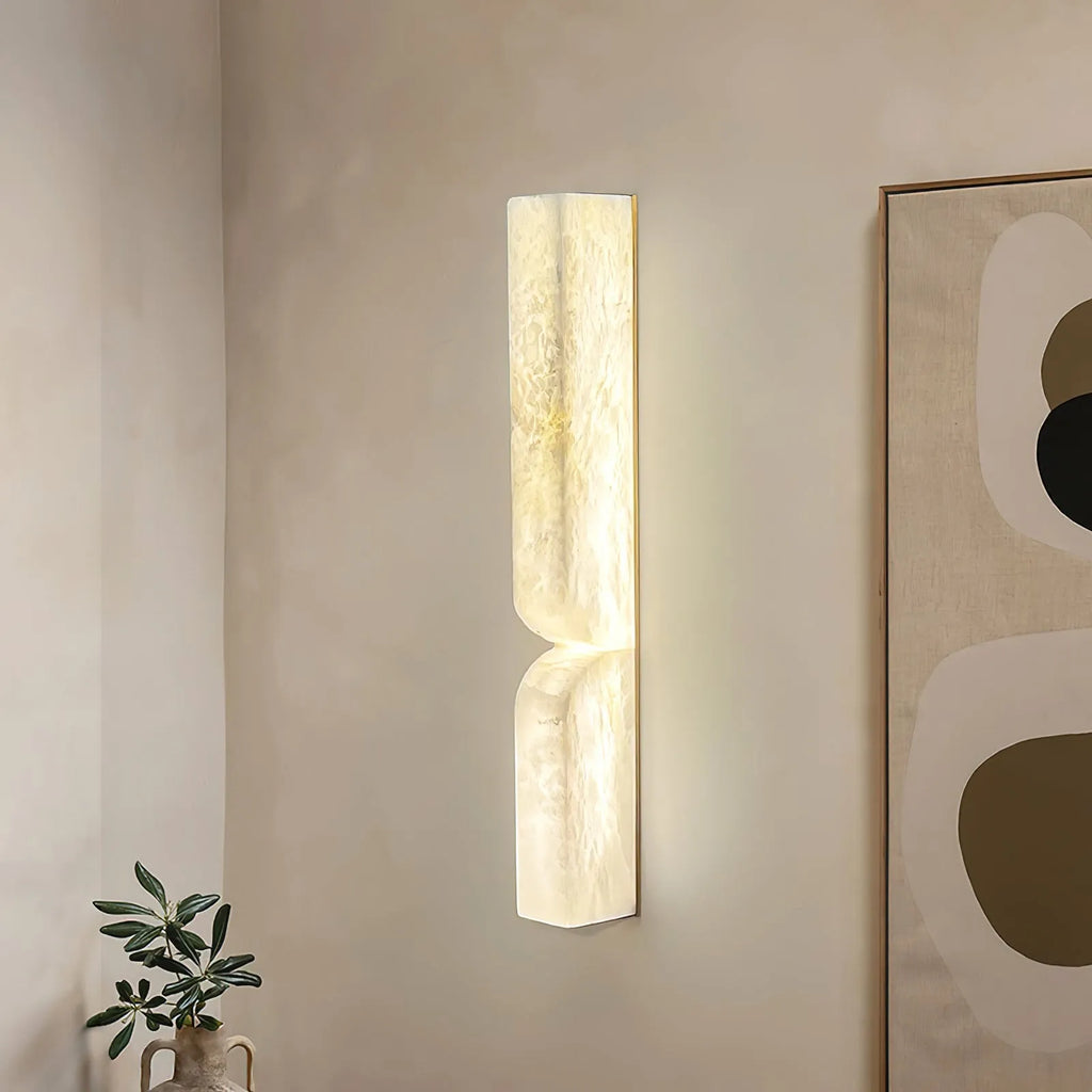 Ariorae Modern Rectangular Alabaster & Copper LED Wall Light