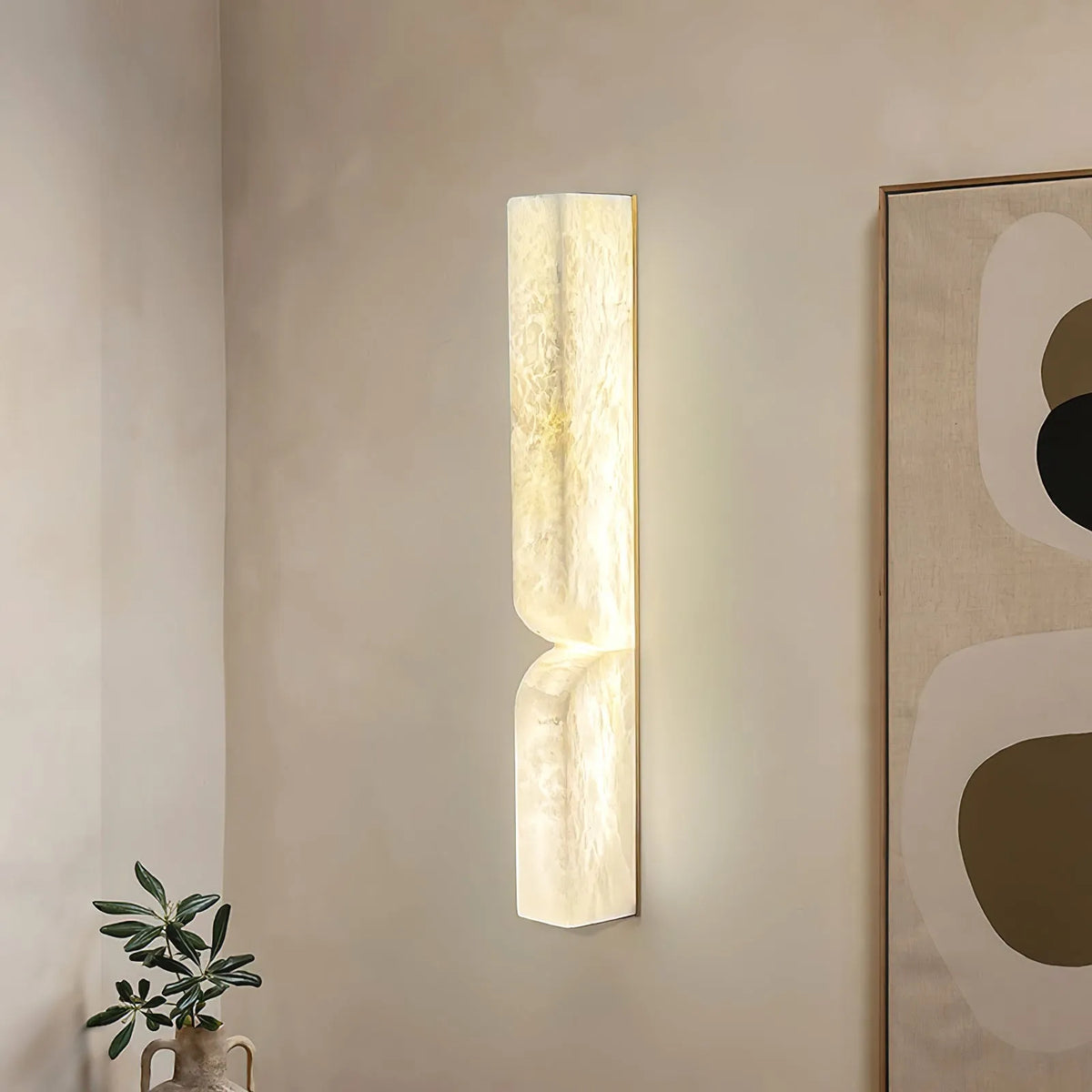 Ariorae Modern Rectangular Alabaster & Copper LED Wall Light