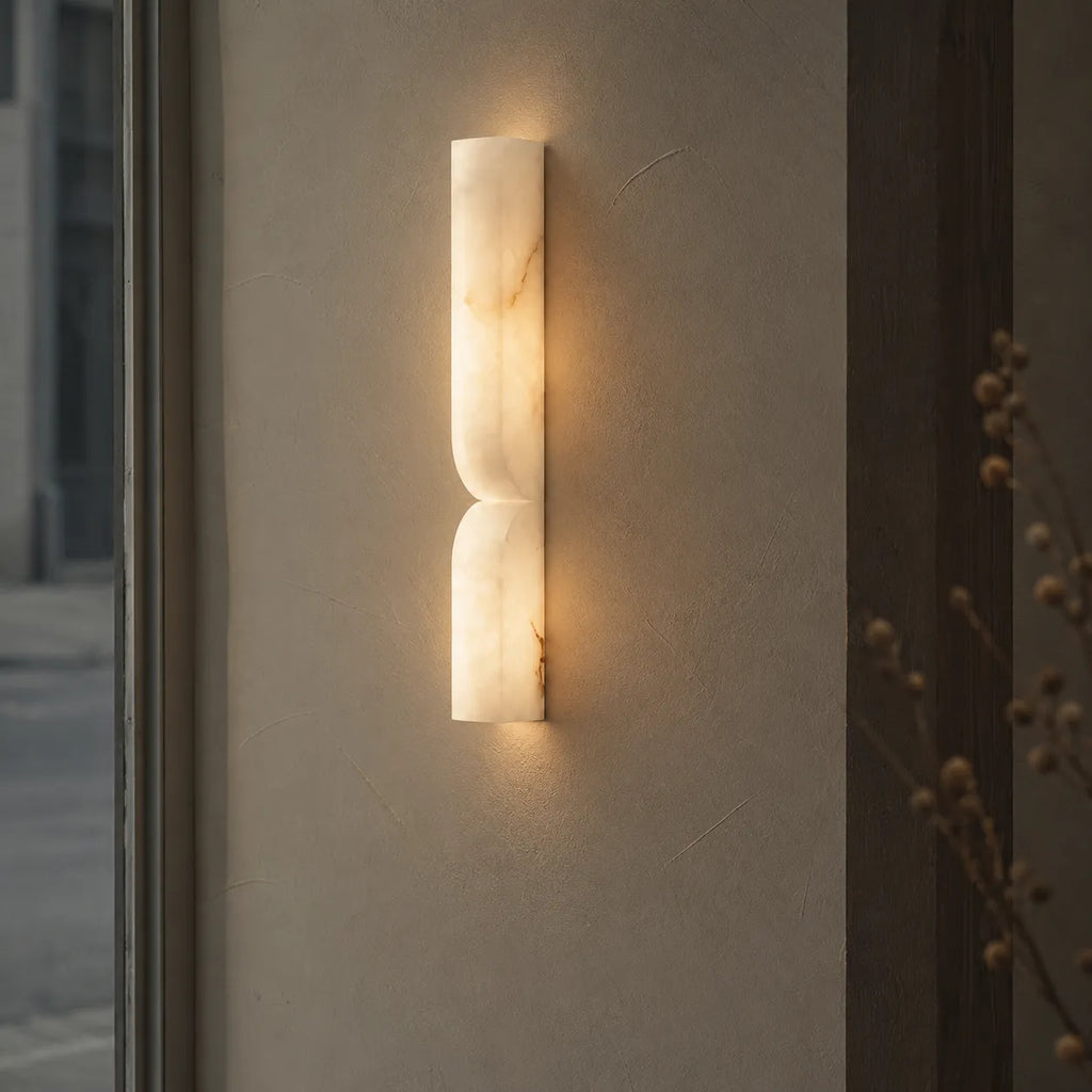 Ariorae Modern Rectangular Alabaster & Copper LED Wall Light