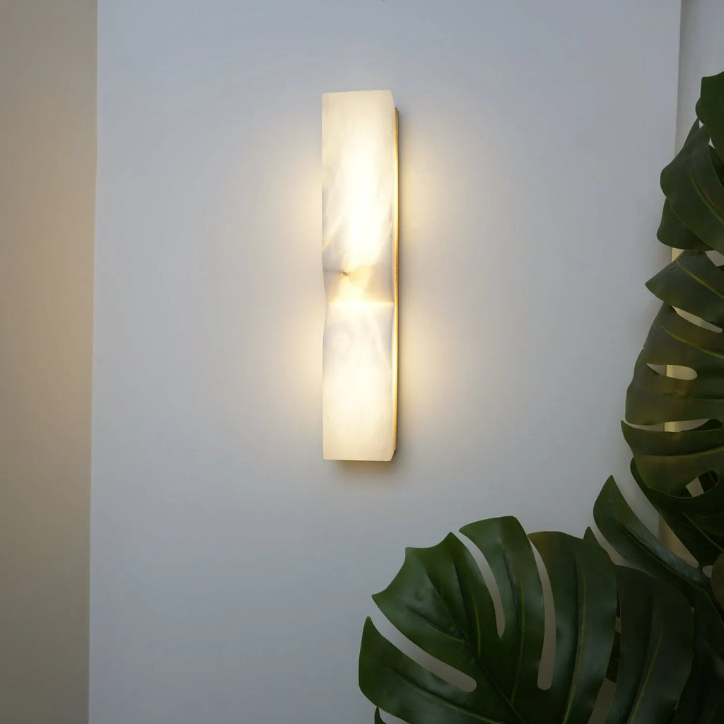 Ariorae Modern Rectangular Alabaster & Copper LED Wall Light