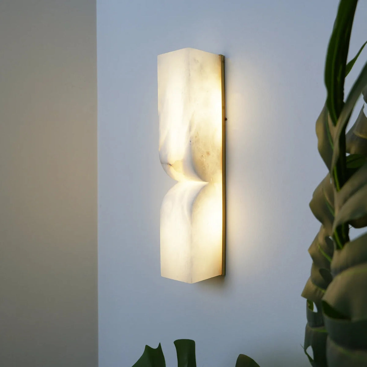 Ariorae Modern Rectangular Alabaster & Copper LED Wall Light