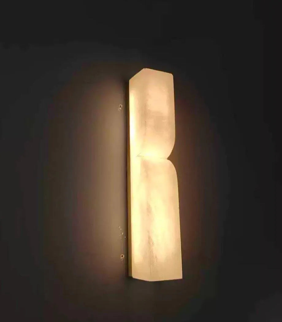Ariorae Modern Rectangular Alabaster & Copper LED Wall Light