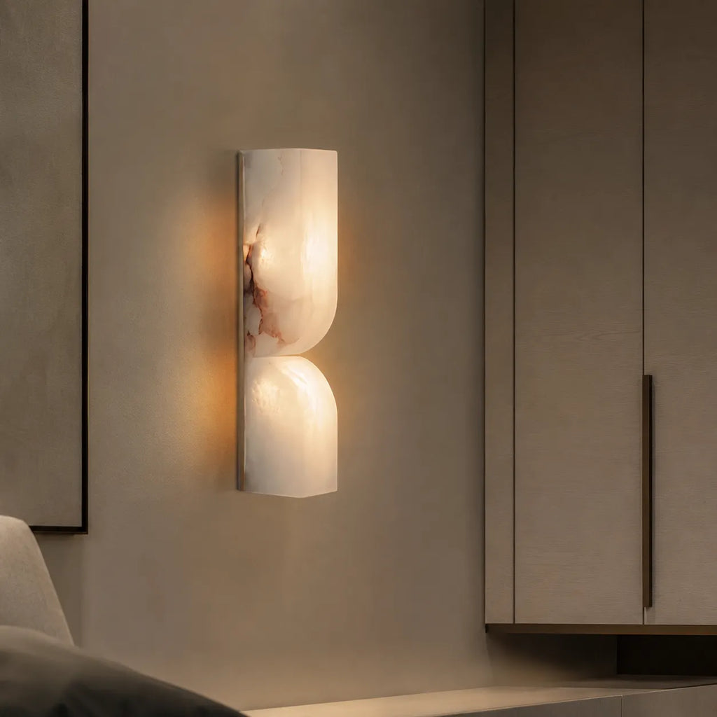 Ariorae Modern Rectangular Alabaster & Copper LED Wall Light