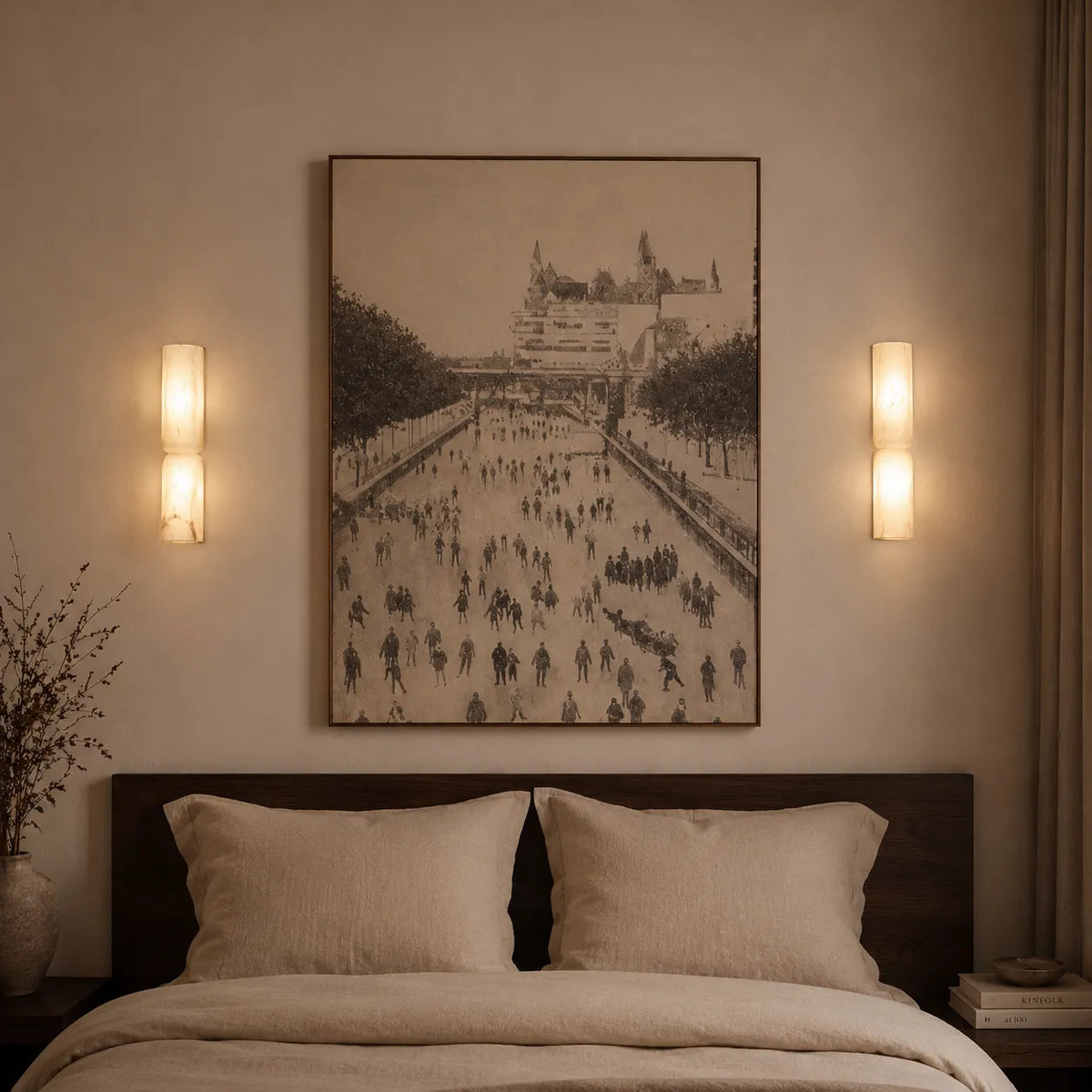 Ariorae Modern Rectangular Alabaster & Copper LED Wall Light