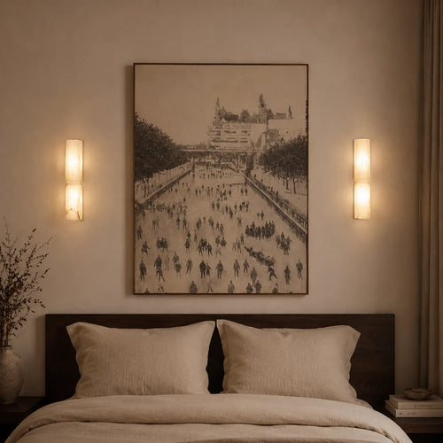 Ariorae Modern Rectangular Alabaster & Copper LED Wall Light