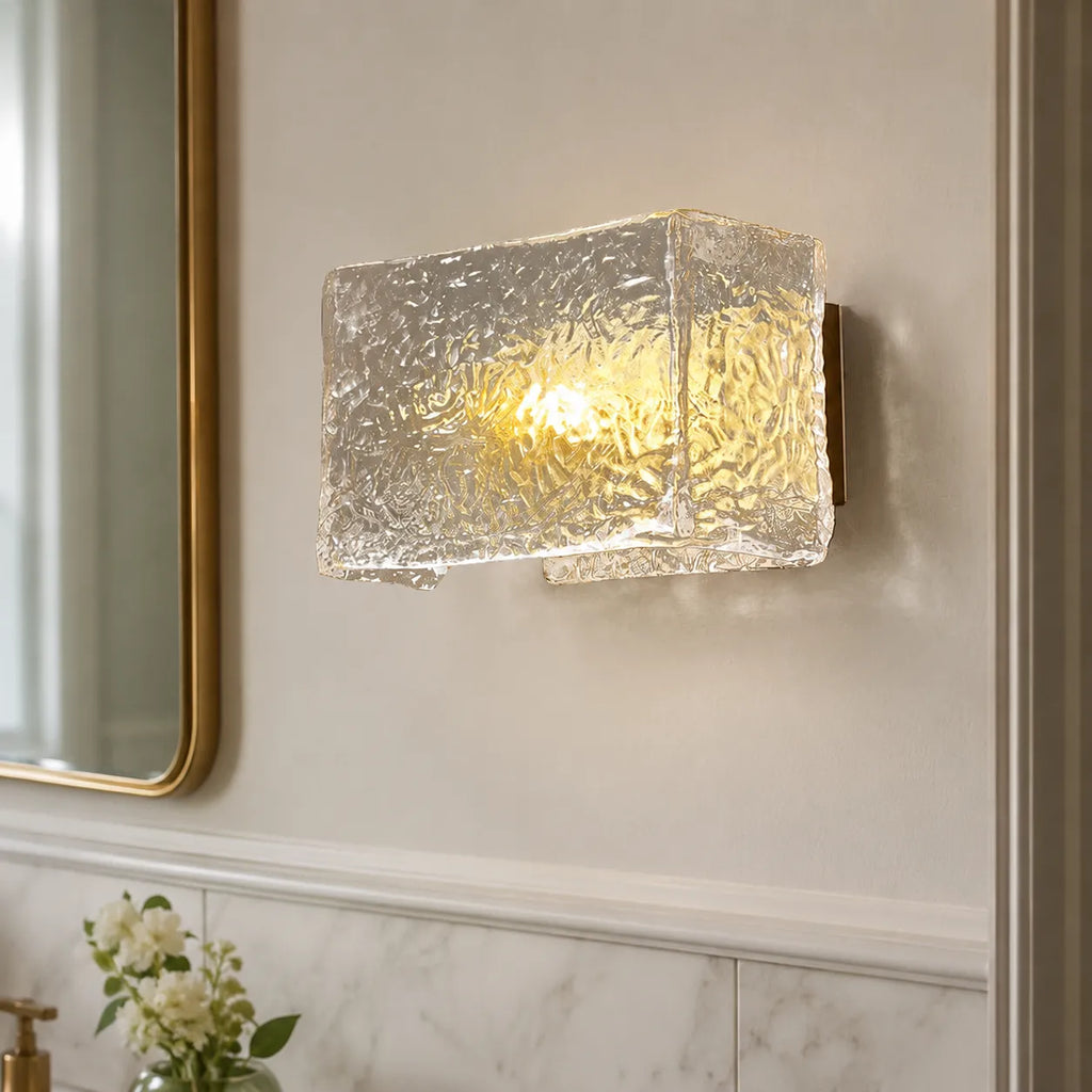 Freya Modern Rectangular Water-Textured Glass Wall Light