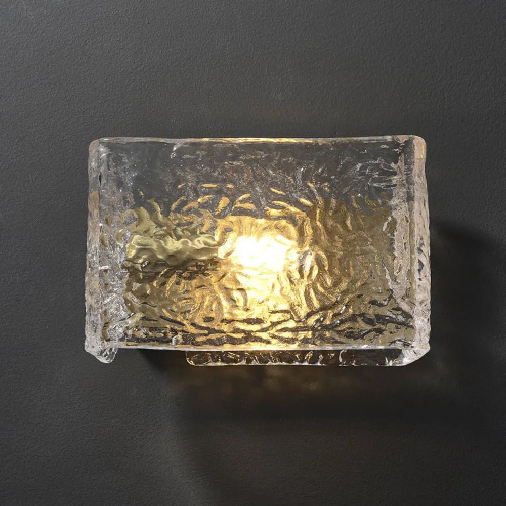 Freya Modern Rectangular Water-Textured Glass Wall Light