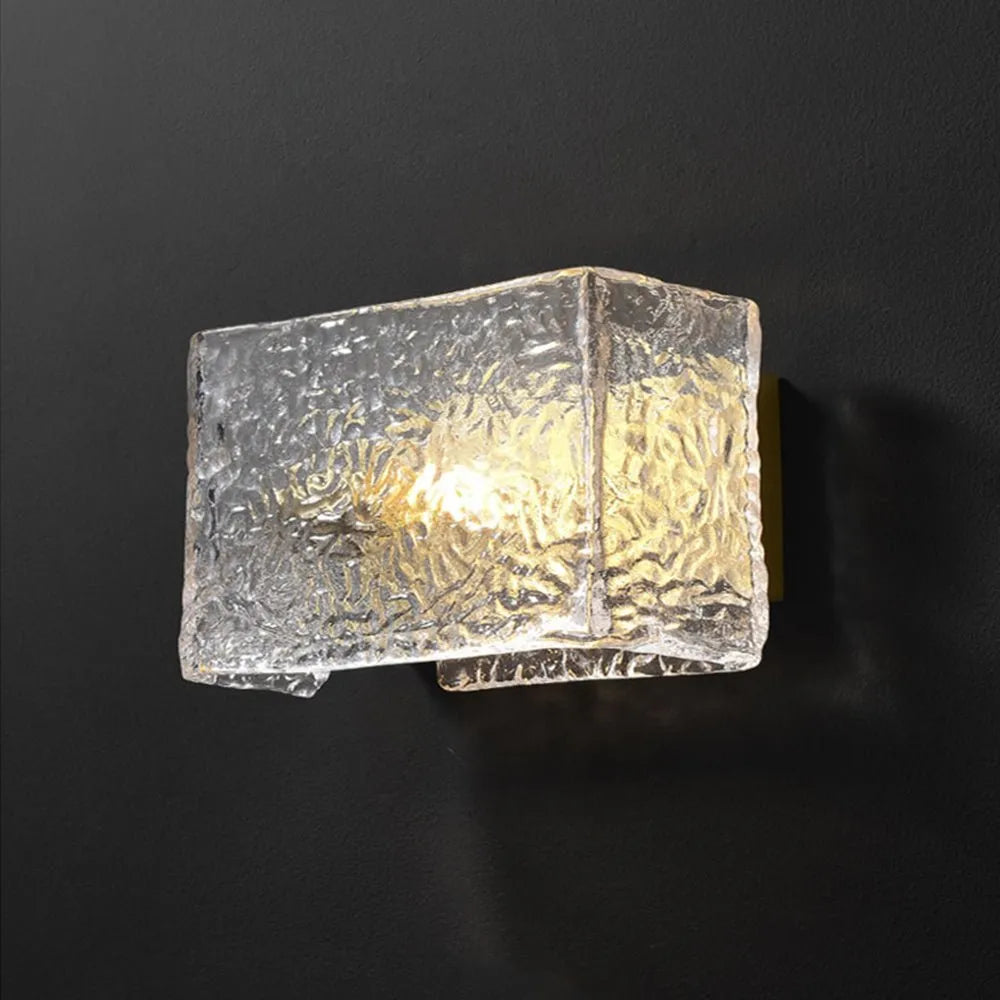 Freya Modern Rectangular Water-Textured Glass Wall Light