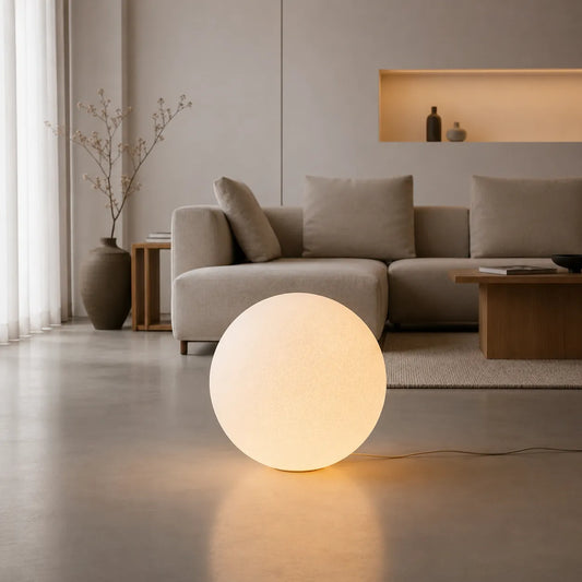 Rafael Modern Textured Resin Globe Floor Lamp